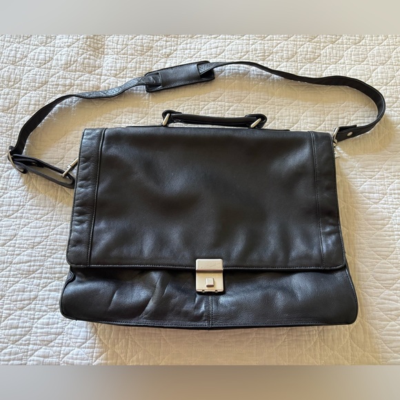 Carlo Amboldi Shafmaster Leather Company Vintage Black Leather Messenger Bag
